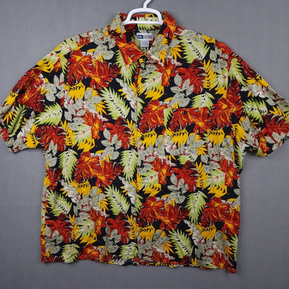 Hawaiian Shirt Tropical Floral Untied Mens 2X Rayon Button Down Short Sleeve Top